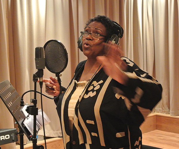 Elsa Harris in recording studio